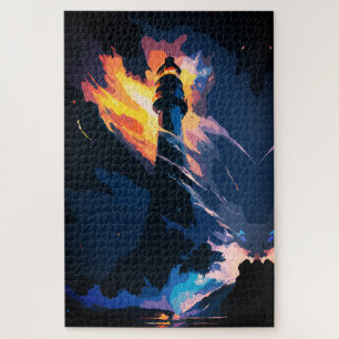 Ethereal Lighthouse – Dramatic Seascape Jigsaw Puzzle