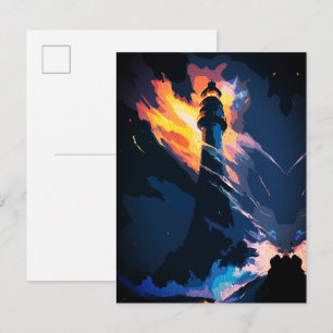 Ethereal Lighthouse – Dramatic Seascape Postcard