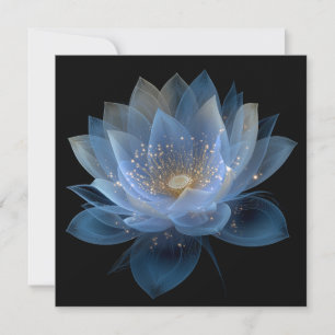 Ethereal Lotus Flower - Blue Black Floral  Invitation