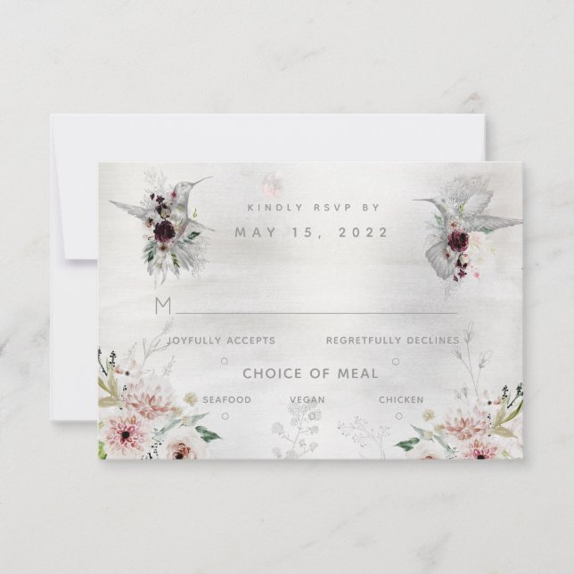 Ethereal Love Wedding 3 Meal Choice RSVP Card (Front)