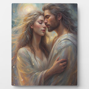Ethereal Lovers Dreamy Romantic Oil Paint Art Plaque