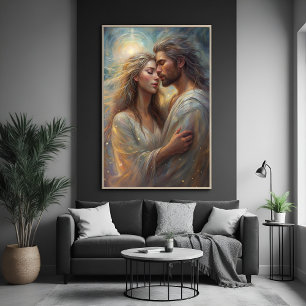 Ethereal Lovers Dreamy Romantic Oil Poster Print