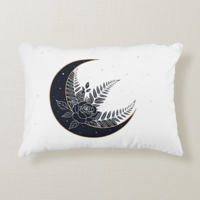Ethereal Lunar Garden Bloom Decorative Cushion (Front)