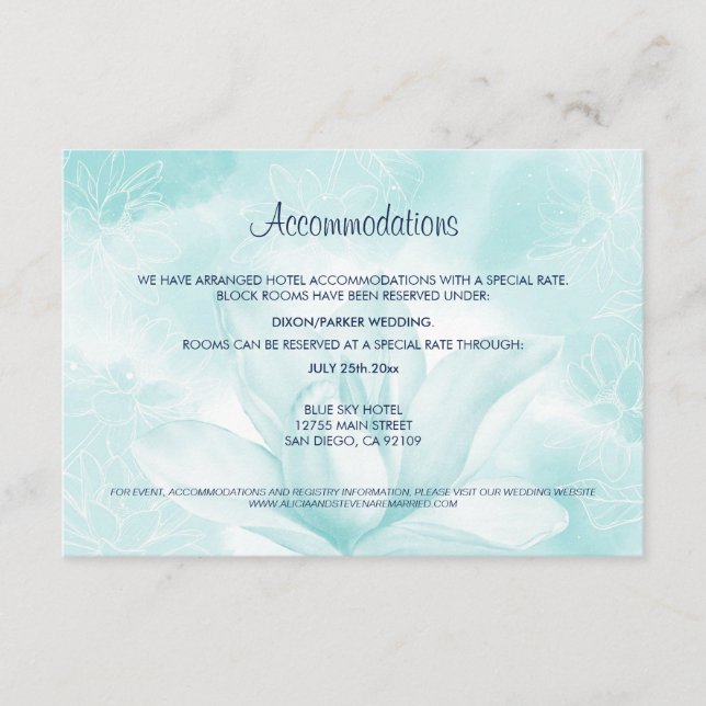 Ethereal Magnolia Flower, Wedding Accommodations  Enclosure Card (Front)