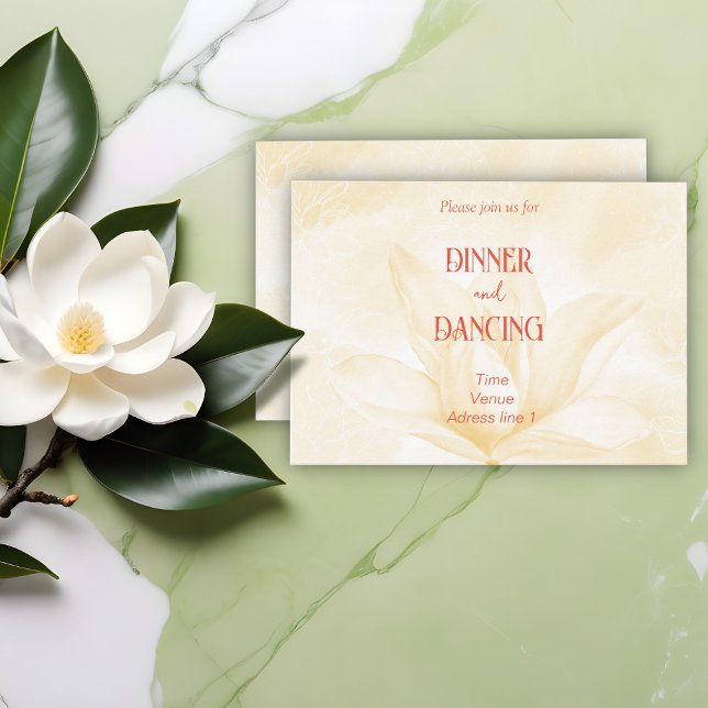 Ethereal Magnolia Flower, Wedding Reception Enclosure Card (Creator Uploaded)
