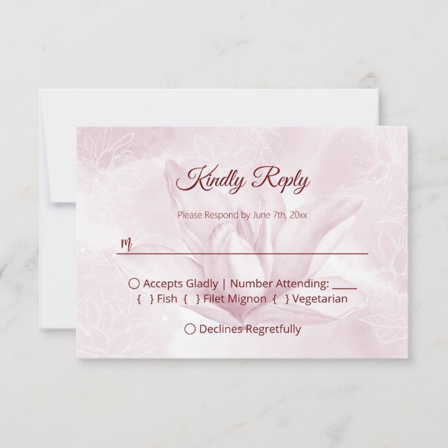 Ethereal Magnolia Flower, Wedding RSVP Card (Front)