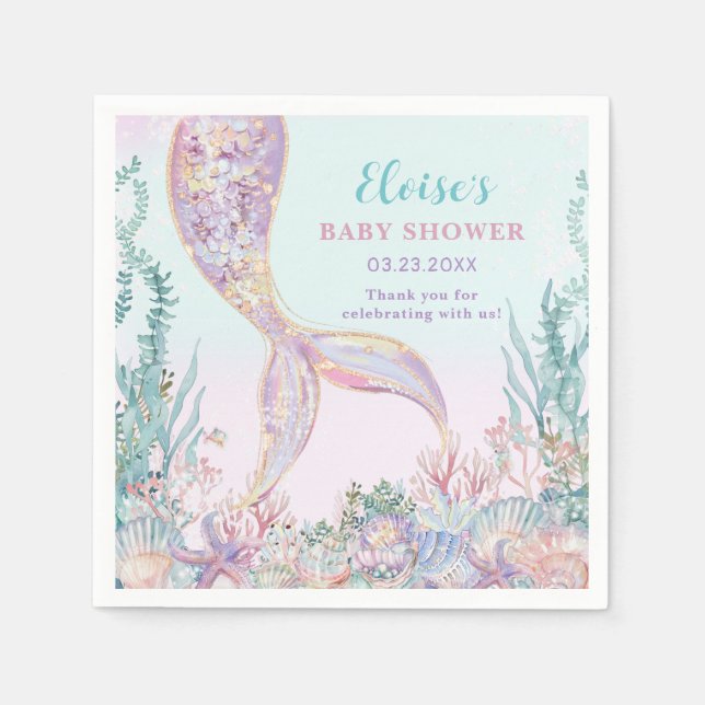 Ethereal Mermaid Under the Sea Baby Shower Napkin (Front)