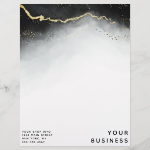 Ethereal Mist Ombre Black Watercolor Custom Shop Letterhead