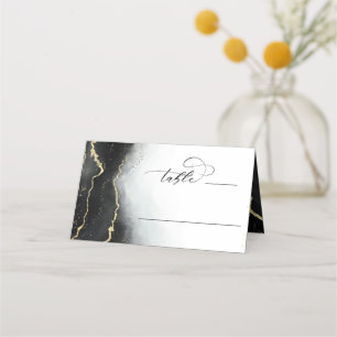 Ethereal Mist Ombre Black Wedding Table Number Place Card