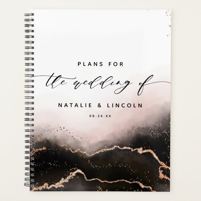 Ethereal Mist Ombre Blush Pink Moody Wedding Planner (Front)