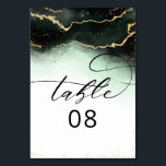 Ethereal Mist Ombre Emerald Green Gilded Wedding Table Number<br><div class="desc">Ethereal Mist Ombre Emerald Green Watercolor Moody Wedding Design with hand painted watercolor misty wash fading background texture, gold foil look veining lines, and trails of confetti dots and edges. A trendy and Modern Look for any season, with soft dreamy colour palette : Black, Mint Green, White, and gold, with...</div>