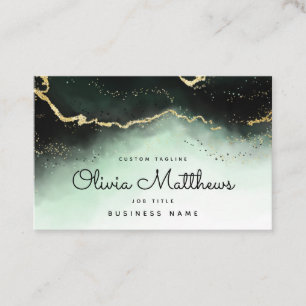 Ethereal Mist Ombre Emerald Green Watercolor Moody Business Card