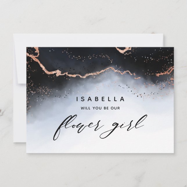 Ethereal Mist Ombre Navy Blue Flower Girl Proposal (Front)