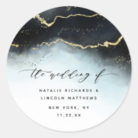 Ethereal Mist Ombre Navy Blue Moody Aurora Wedding