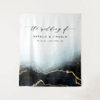 Ethereal Mist Ombre Navy Blue Photo Booth Backdrop