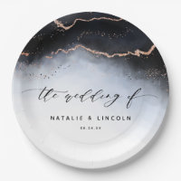 Ethereal Mist Ombre Navy Blue Watercolor Wedding