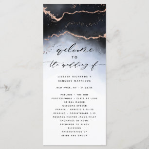 Ethereal Mist Ombre Navy Blue Wedding Ceremony Programme