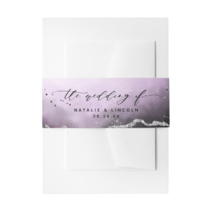 Ethereal Mist Ombre Ultra Violet Wedding Monogram Invitation Belly Band