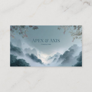 Ethereal Misty Mountain Forest Serene Landscape Business Card