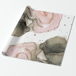 Ethereal Moody Pink Black Gold Inky Fantasy Glam Wrapping Paper