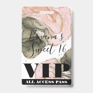 Ethereal Moody Pink Black Gold VIP Party Pass ID Badge