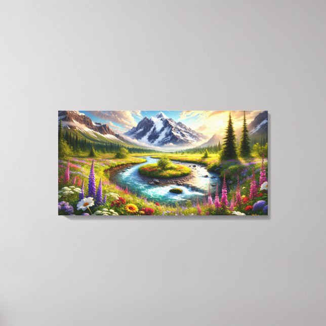 Ethereal Mountain Escape - Nature's Symphony Canvas Print (Front)