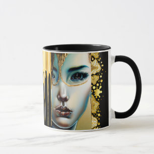 Ethereal Mystical Fantasy Art Black and Gold Mug