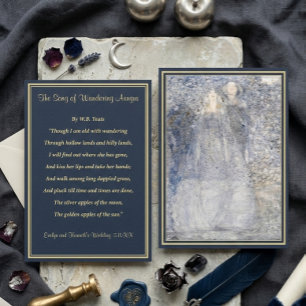 Ethereal Navy Gold Vintage Art Nouveau Poetry Enclosure Card