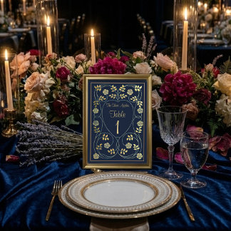 Ethereal Navy & Gold Vintage Art Nouveau Wedding  Poster