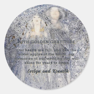 Ethereal Navy Vintage Art Nouveau Wedding  Classic Round Sticker