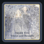 Ethereal Navy Vintage Art Nouveau Wedding  Square Sticker<br><div class="desc">Set a tone of timeless romance with this ethereal wedding invitation, featuring the iconic artwork 'The Silver Apples of the Moon' by renowned Scottish artist Margaret MacDonald Mackintosh (circa 1912). Inspired by the hauntingly beautiful poetry of W.B. Yeats, this design captures a dreamlike world in muted blue, silver, and gold...</div>