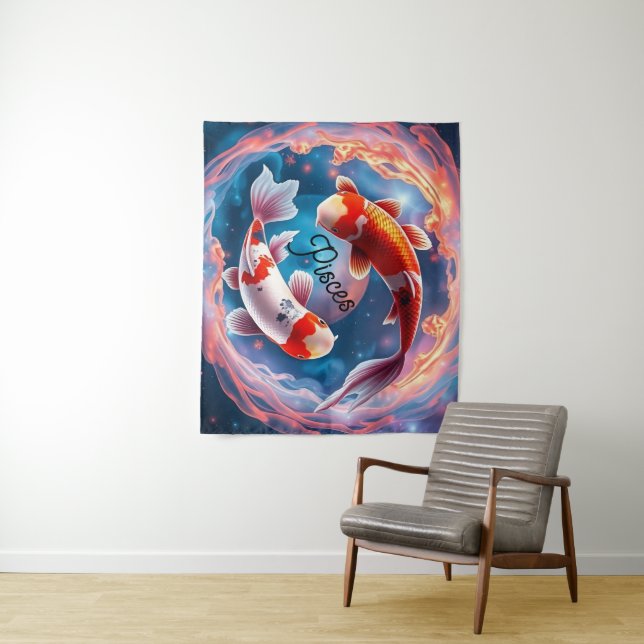 Ethereal Orbit Pisces Wall Tapestry (In Situ)
