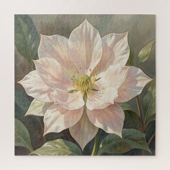 Ethereal Pale Pink Hellebore Bloom Jigsaw Puzzle (Vertical)