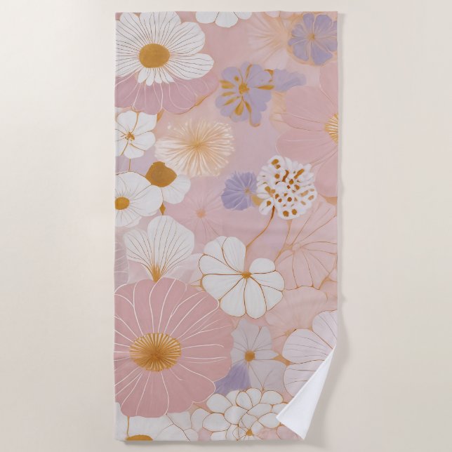 Ethereal Pastel Bloom Beach Towel (Front)