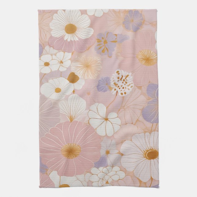 Ethereal Pastel Bloom Tea Towel (Vertical)