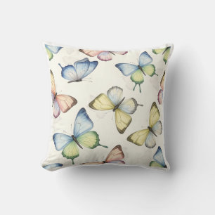 Ethereal Pastel Butterfly Watercolor Pattern Cushion