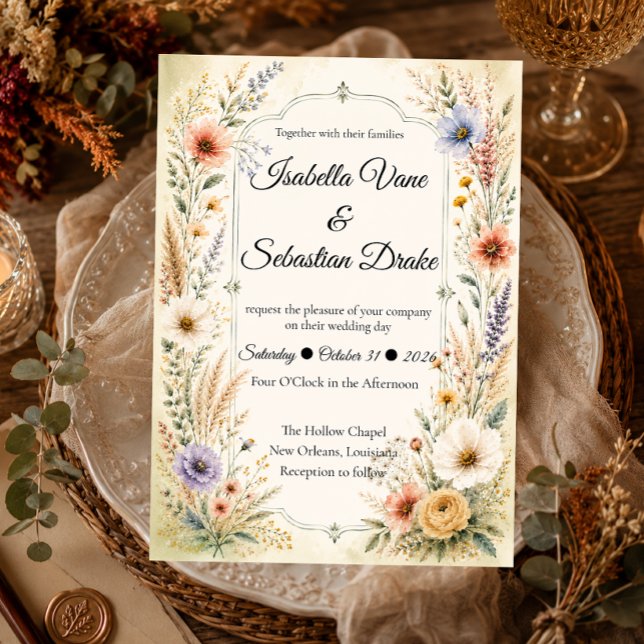 Ethereal Pastel Wildflower Romance Wedding Invitation (Creator Uploaded)
