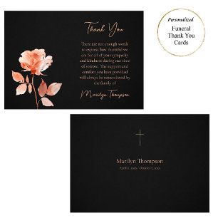 Ethereal Peach Flower Catholic Funeral Thank You Card