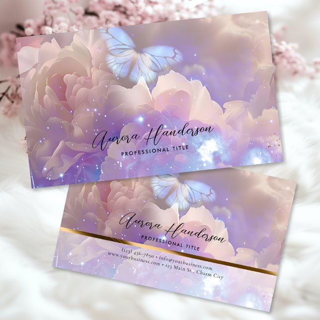 Ethereal Peony Butterfly Business Card (Creator Uploaded)