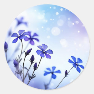 Ethereal Periwinkle Floral Watercolor Classic Round Sticker