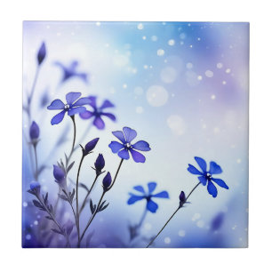 Ethereal Periwinkle Floral Watercolor Tile