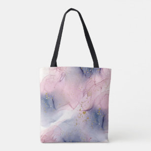 Ethereal Periwinkle Pink & Gold Inky Fantasy Glam Tote Bag