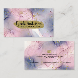 Ethereal Periwinkle Pink Gold Inky Fantasy Makeup Business Card