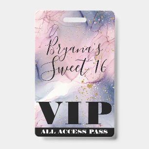 Ethereal Periwinkle Pink Gold Inky Fantasy VIP  ID Badge
