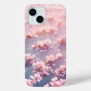Ethereal Pink Blossoms Floating on Water iPhone 15 Case
