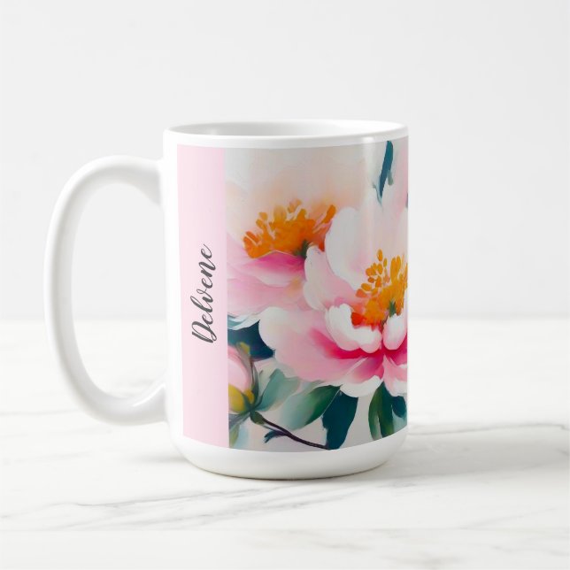 Ethereal Pink Peonies Coffee Mug (Left)