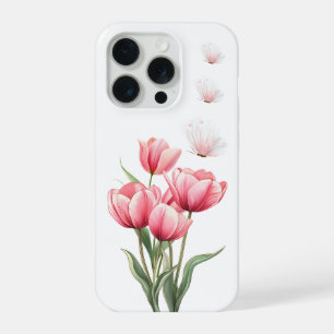 Ethereal Pink Tulips and Butterflies Floral iPhone 15 Pro Case