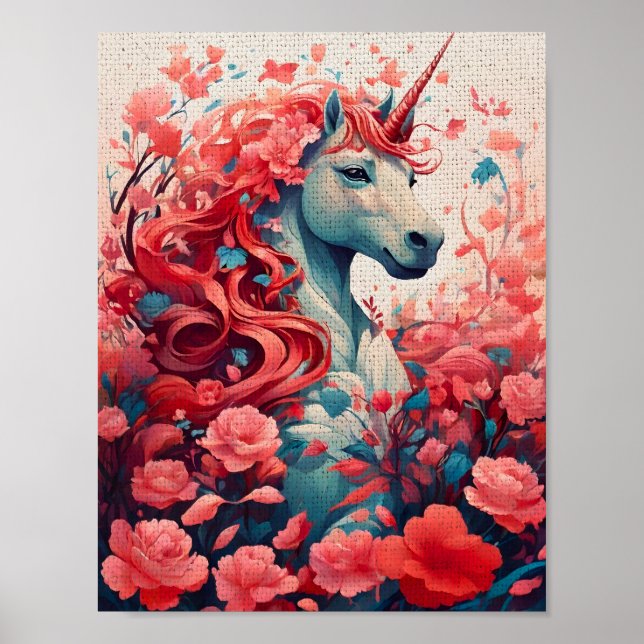 Ethereal Pink Unicorn Dreamscape Fantasy Art Poster (Front)