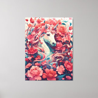 Ethereal Pink Unicorn Fantasy Art Canvas Print