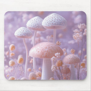Ethereal Plush Mushroom Garden,Soft Pastel Fantasy Mouse Pad